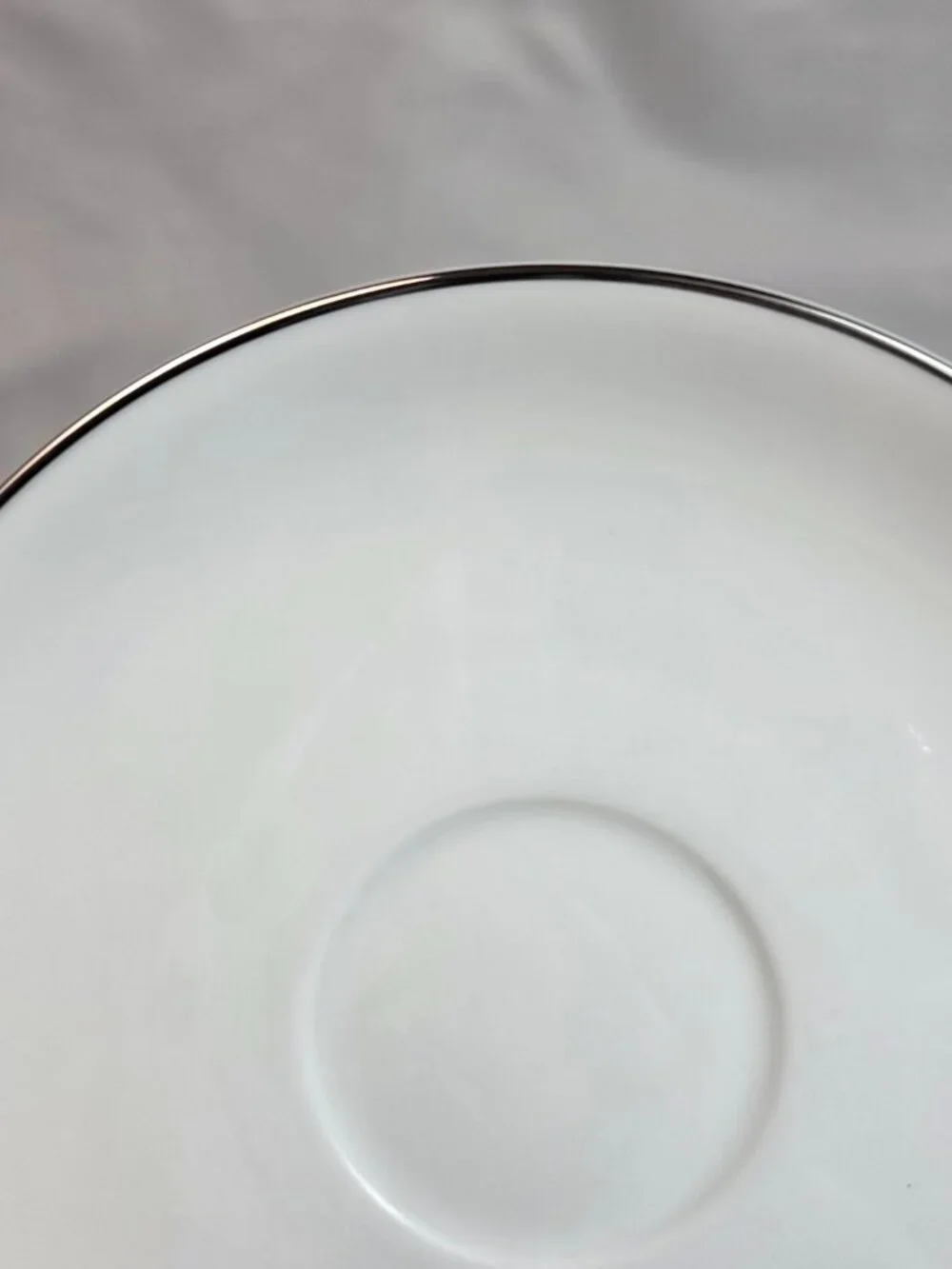 FOUR Noritake Colony Cup & Saucer Sets White Coupe Shape Platinum Trim